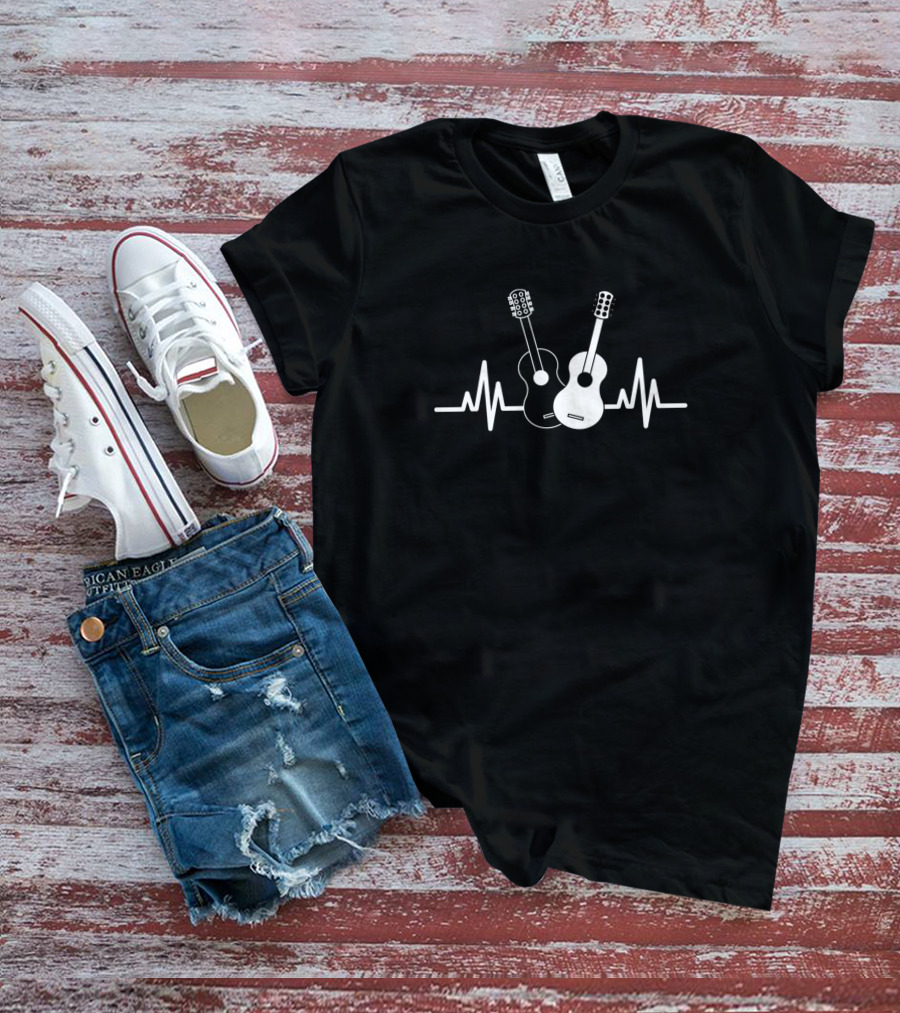 Acoustic Guitar Heartbeat Musician T-Shirt