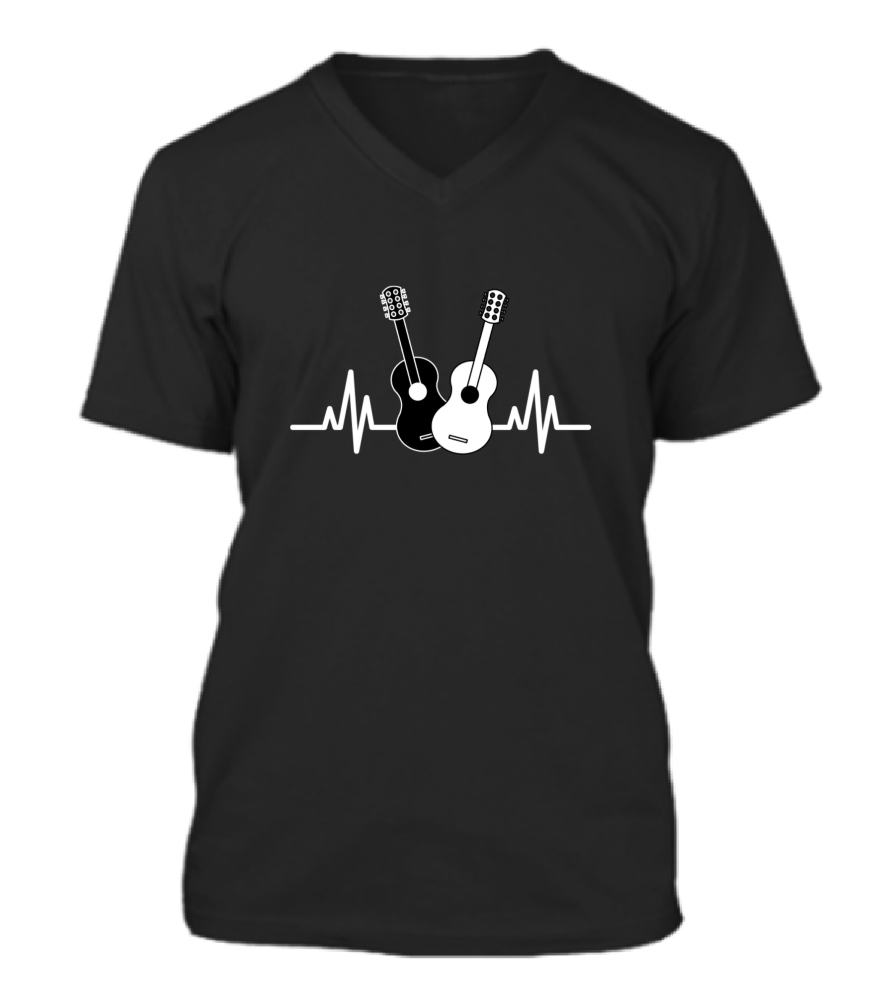 Acoustic Guitar Heartbeat Musician V-Neck Unisex T-Shirt