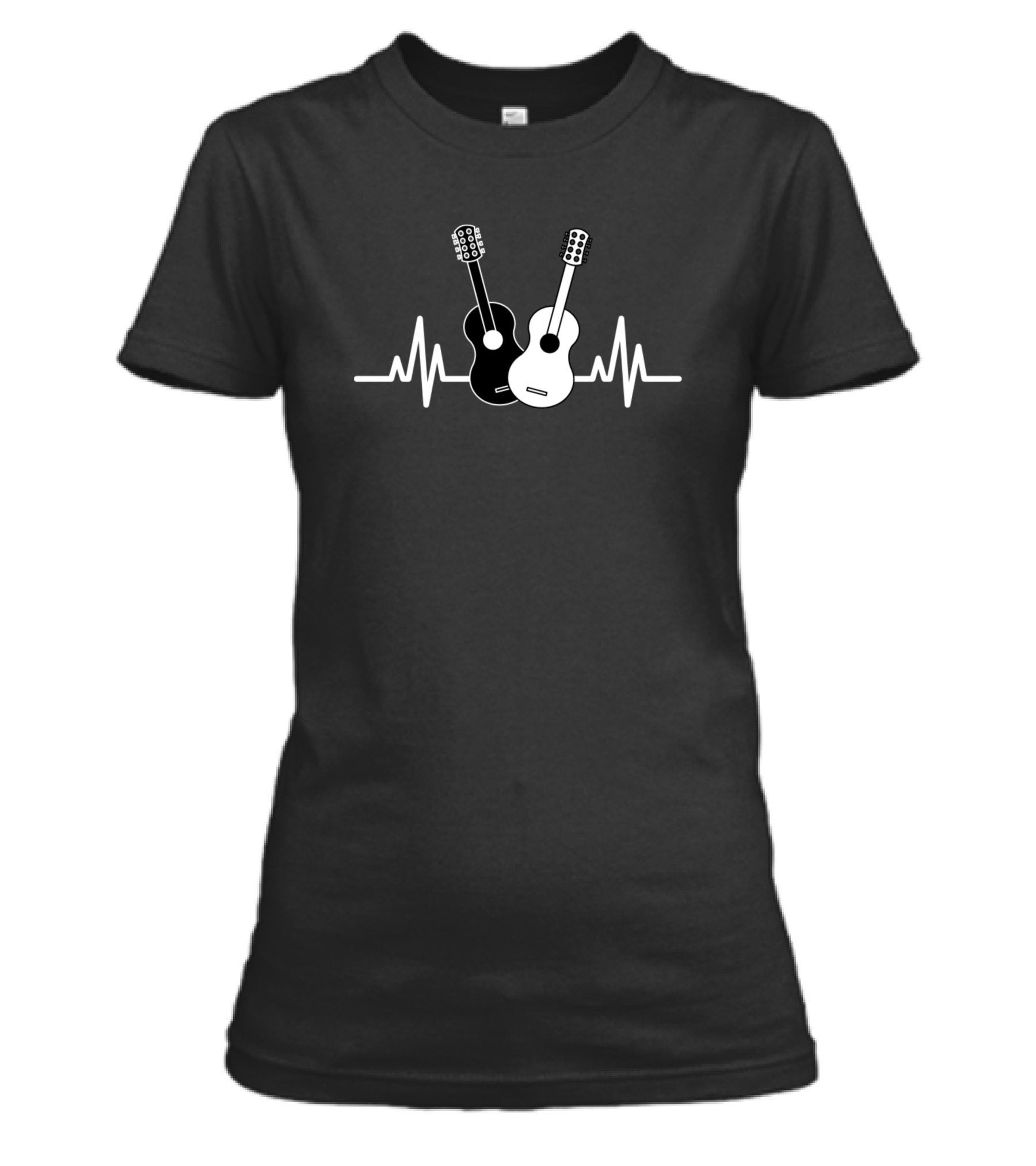 Acoustic Guitar Heartbeat Musician Womens T-Shirt