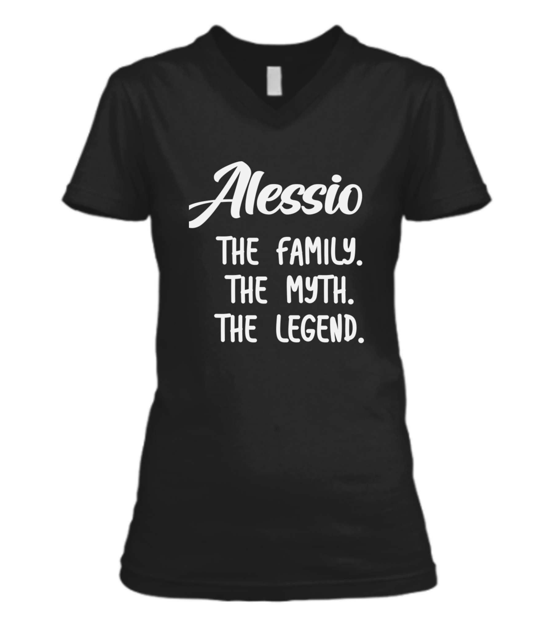 Alessio The Family The Myth The Legend V-Neck Womens T-Shirt