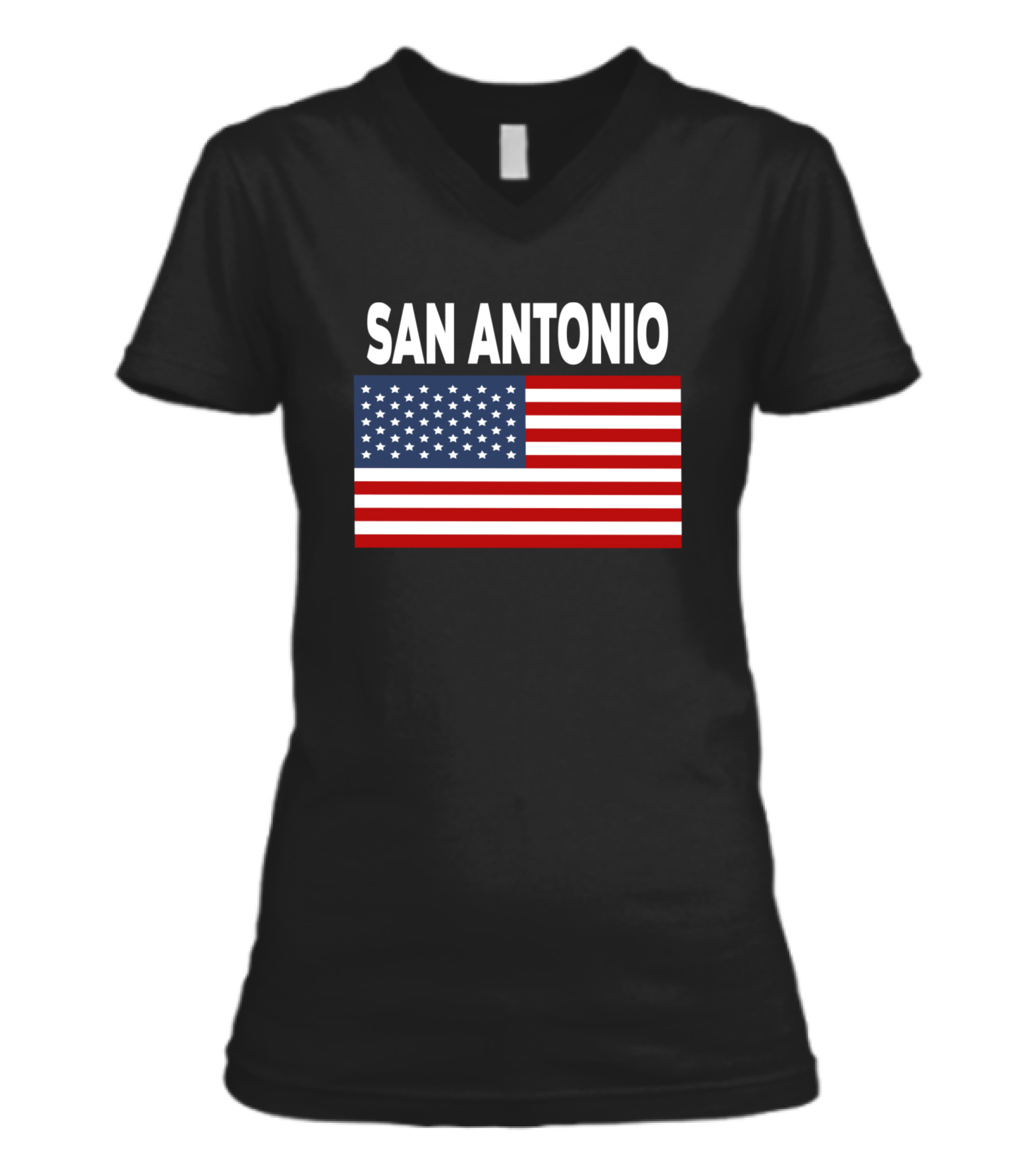 America Flag Basic San Antonio V-Neck Womens T-Shirt