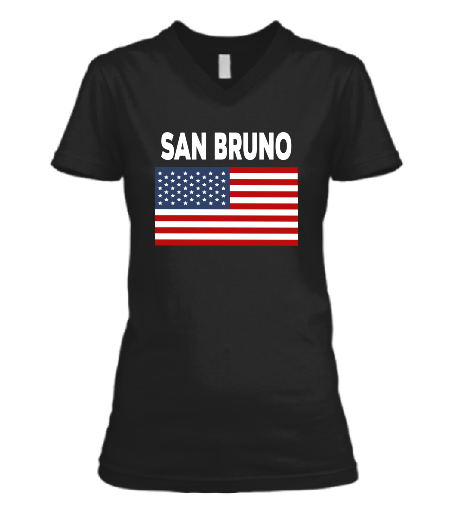 America Flag Basic San Bruno V-Neck Womens T-Shirt