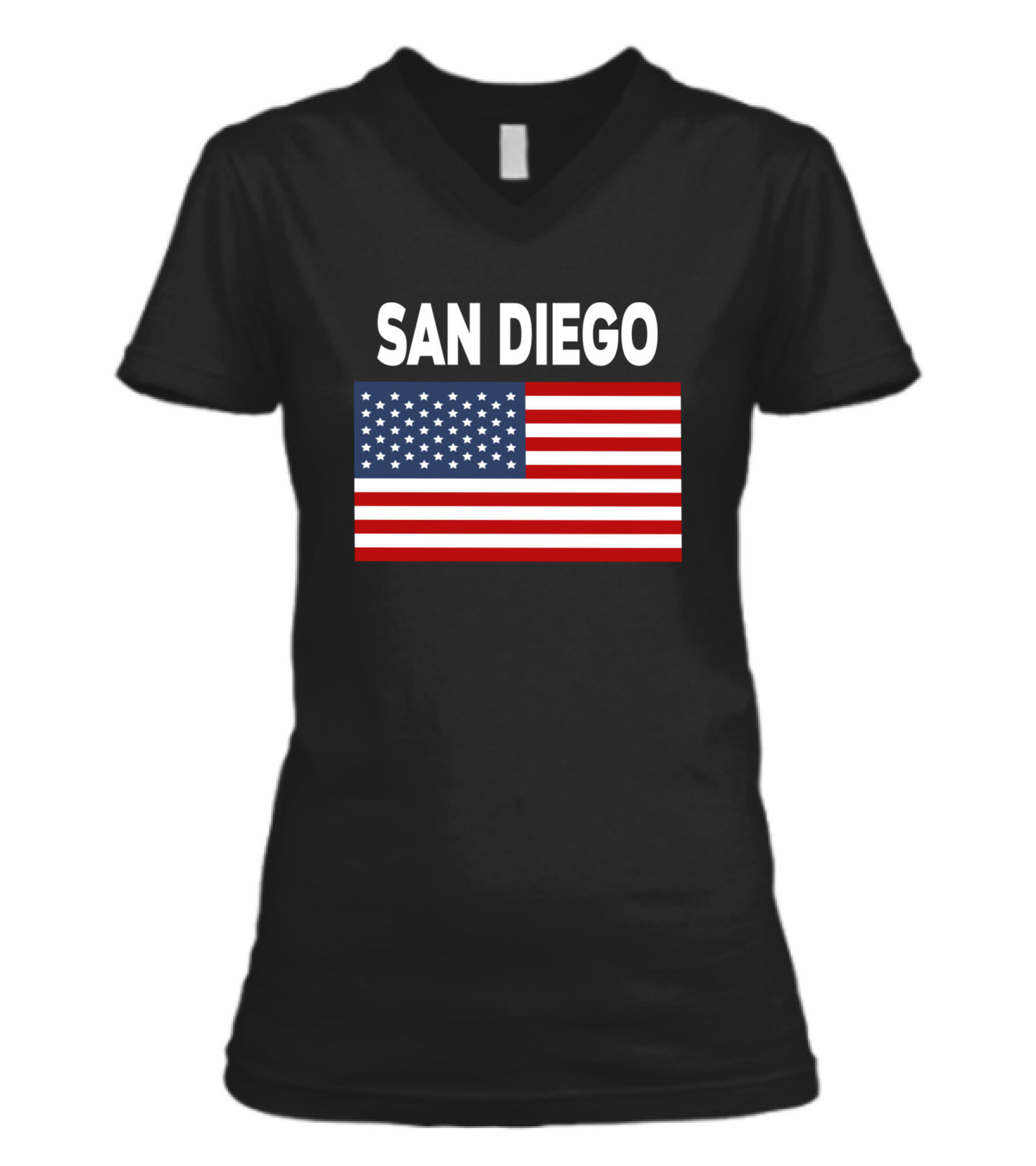 America Flag Basic San Diego V-Neck Womens T-Shirt