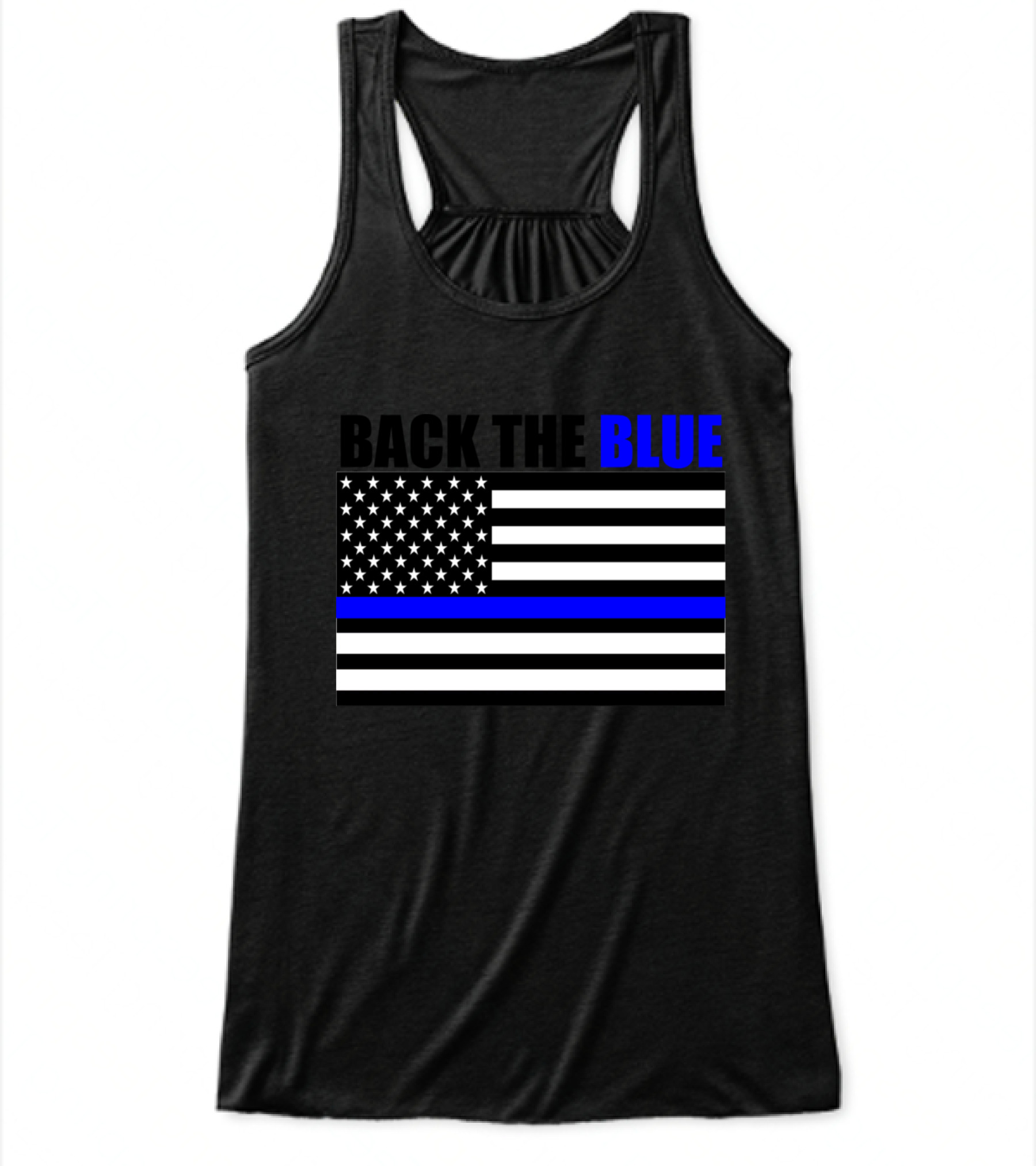 Back The Blue Thin Blue Line Flag Flowy Tank Top