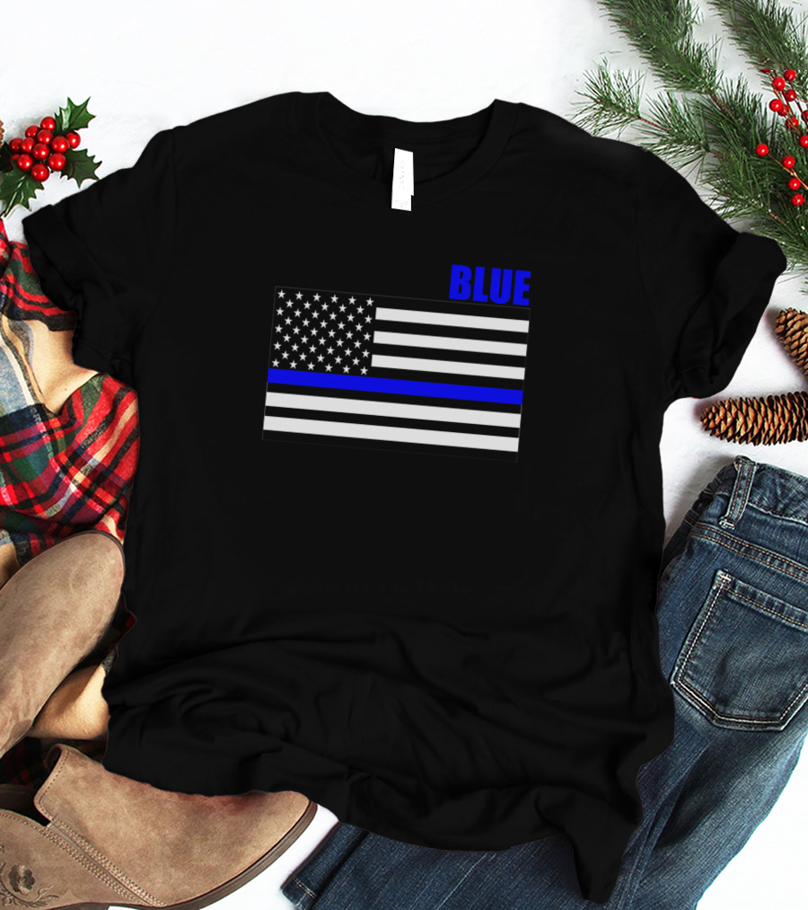 Back The Blue Thin Blue Line Flag T-Shirt
