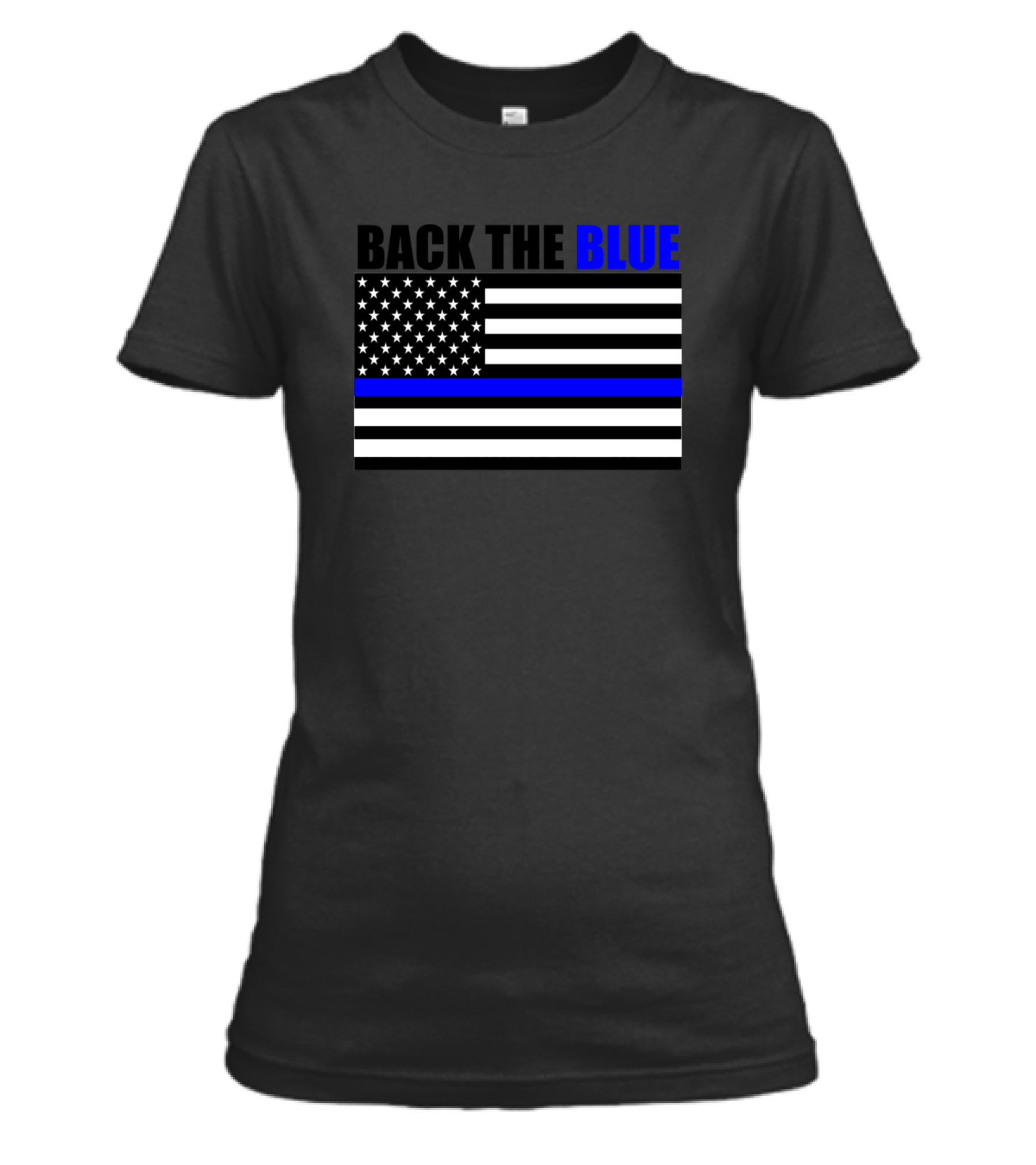 Back The Blue Thin Blue Line Flag Womens T-Shirt