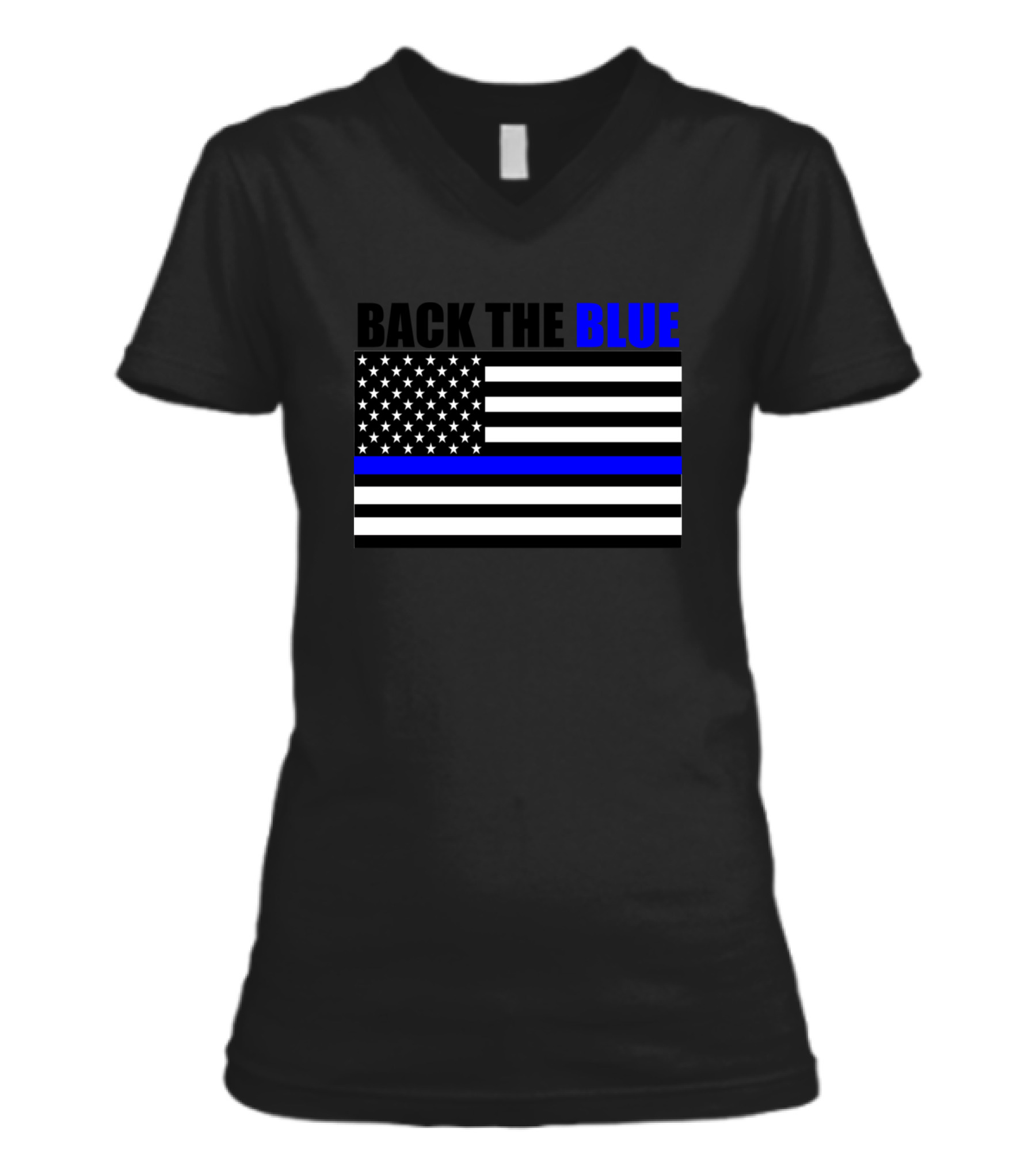 Back The Blue Thin Blue Line Flag V-Neck Womens T-Shirt